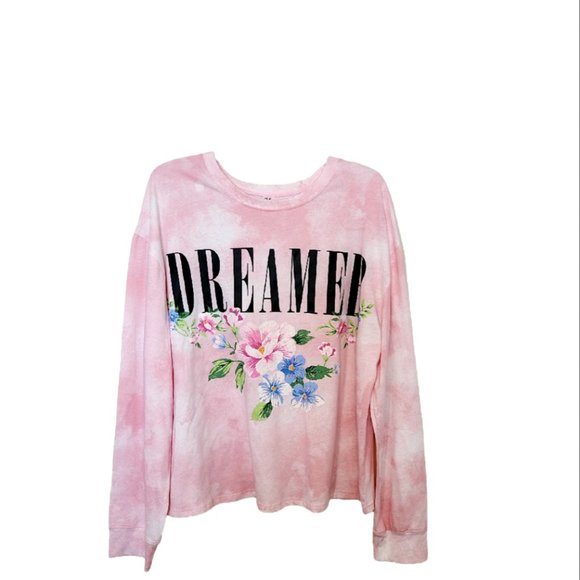 Tops - ❤️ Hybrid Pink and White Long Sleeve Tie Dye Oversize Tee